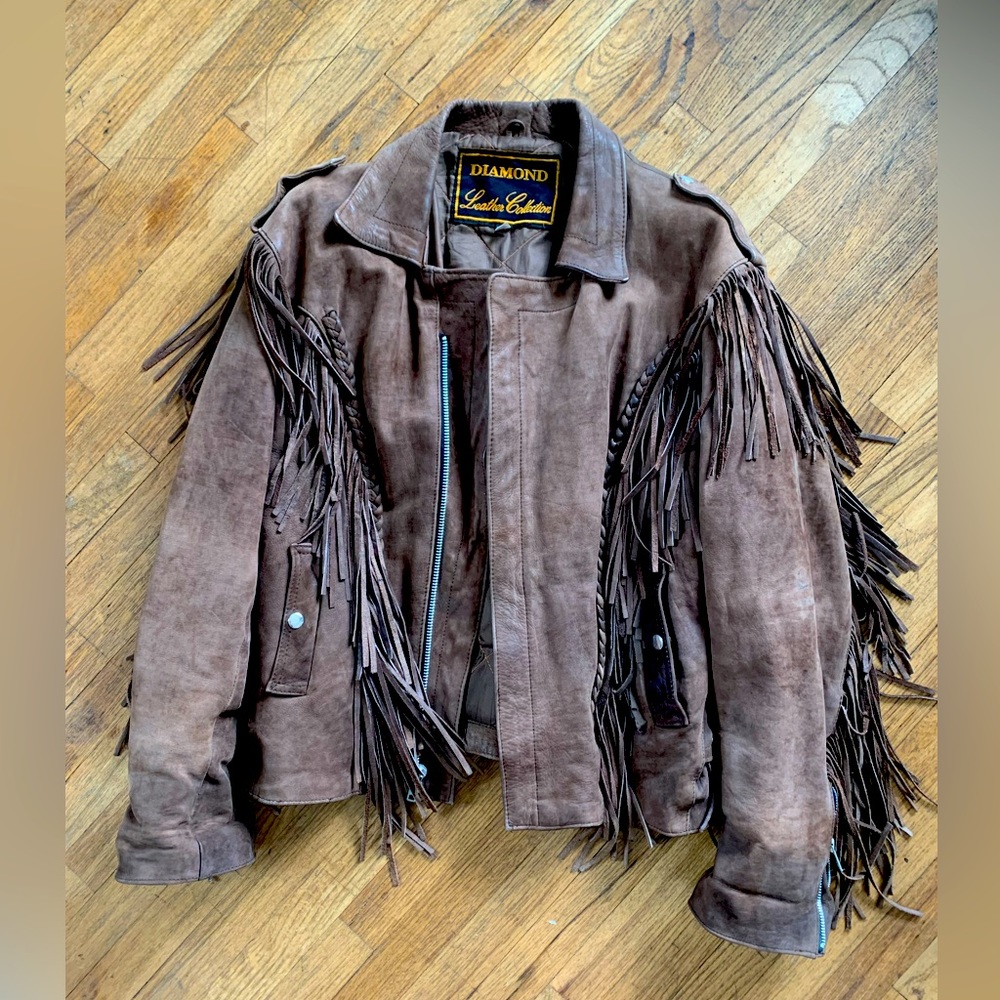 Boho Western brown fringe fully-lined leather jacket